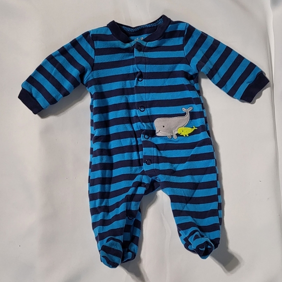 Child Of Mine by Carter's Baby Boys Newborn Blue Striped Long Sleeve Footie - Picture 1 of 6